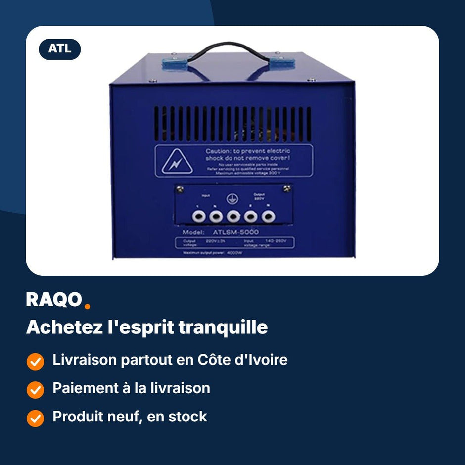Stabilisateur de tension ATL 5 000 VA servo-moteur – ATLSM-5000 - RAQO