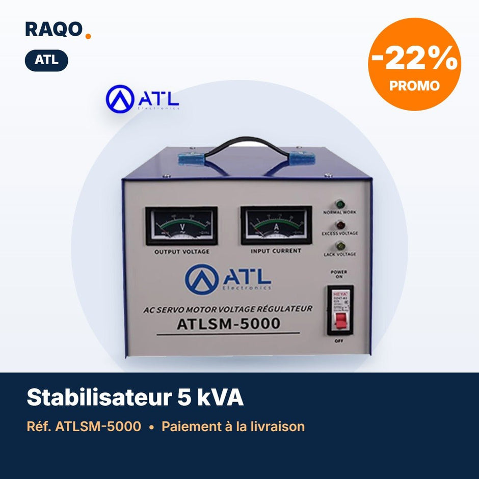 Stabilisateur de tension ATL 5 000 VA servo-moteur – ATLSM-5000 - RAQO