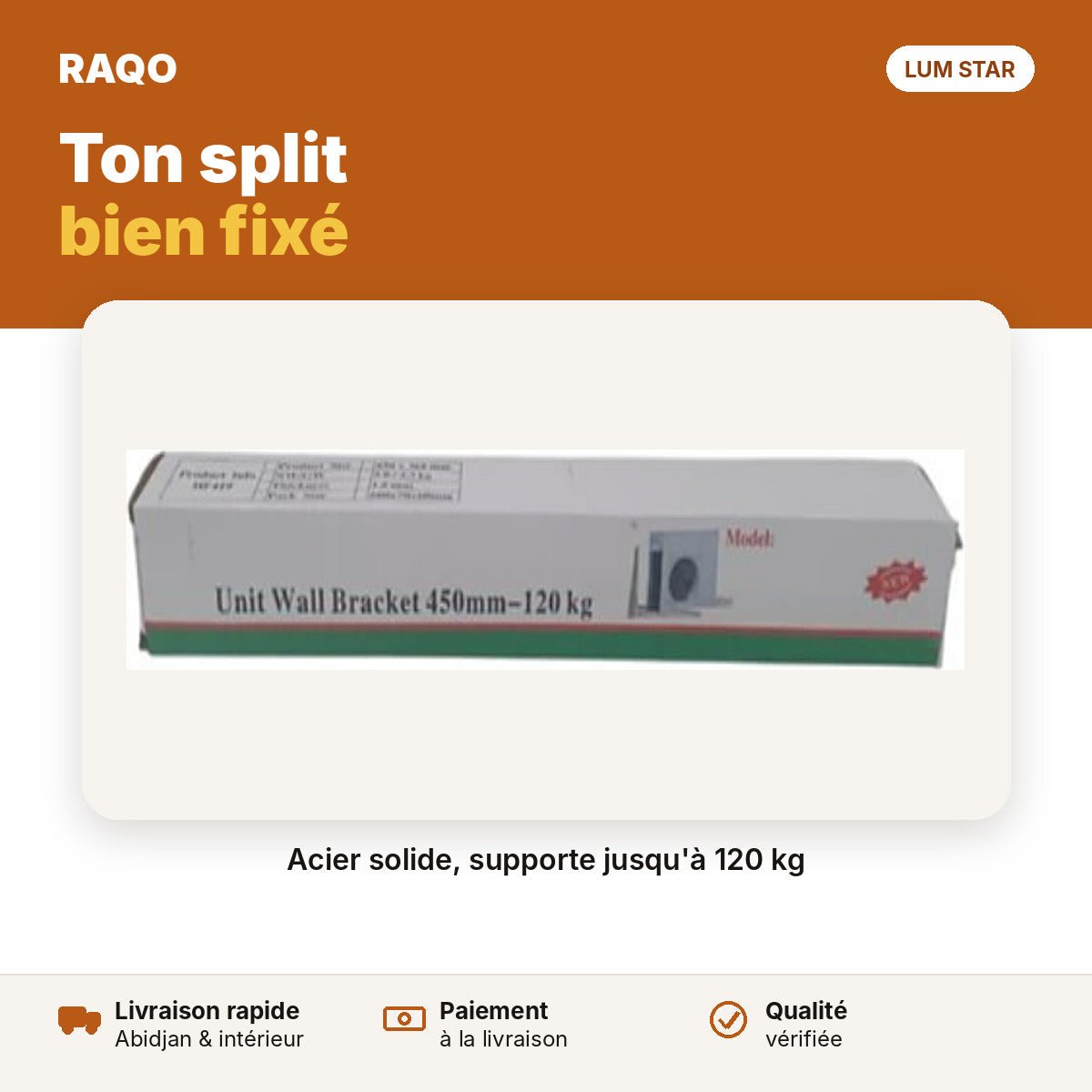 Support mural pour climatiseur 450 mm – charge 120 kg - RAQO