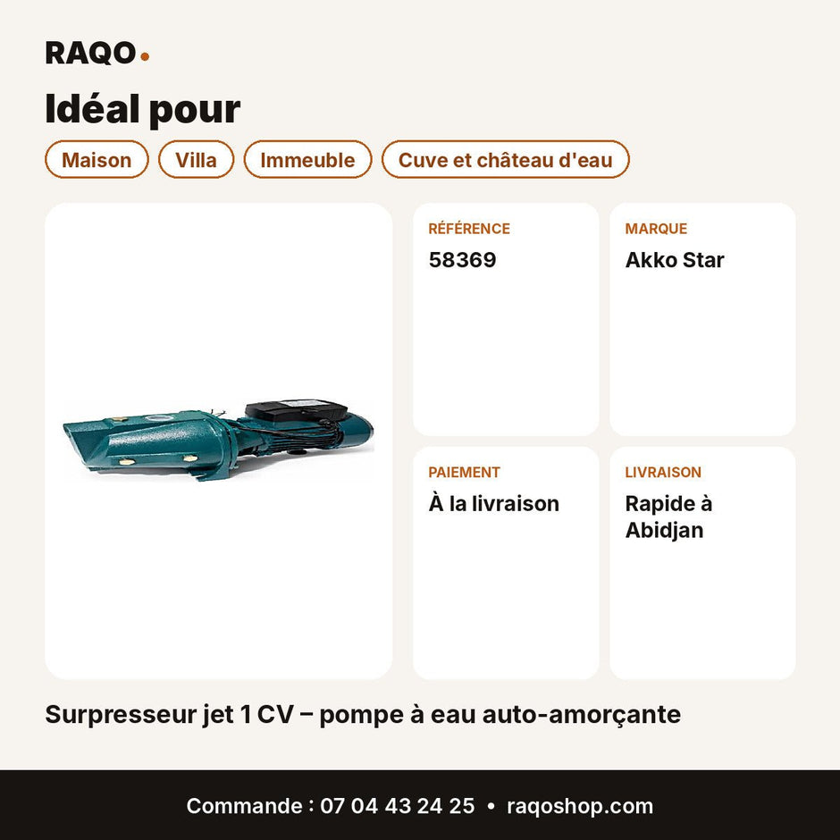 Surpresseur jet 1 CV – pompe à eau auto-amorçante | Akko Star - RAQO