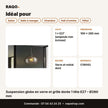 Suspension globe en verre et grille dorée 1 tête E27 – Ø260 mm - RAQO