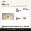 Suspension verre fumé et grille dorée 1 tête E27 – 250 × 230 mm - RAQO