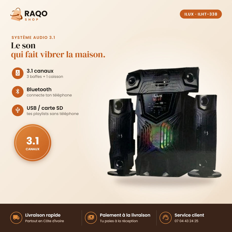 Système Audio 3.1 iLUX – Bluetooth - RAQO