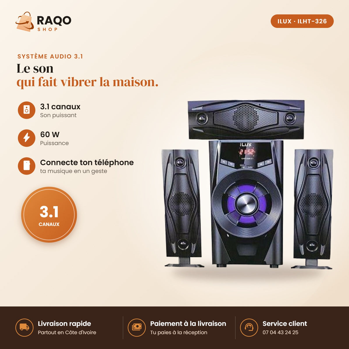 Système Audio 3.1 iLUX - RAQO