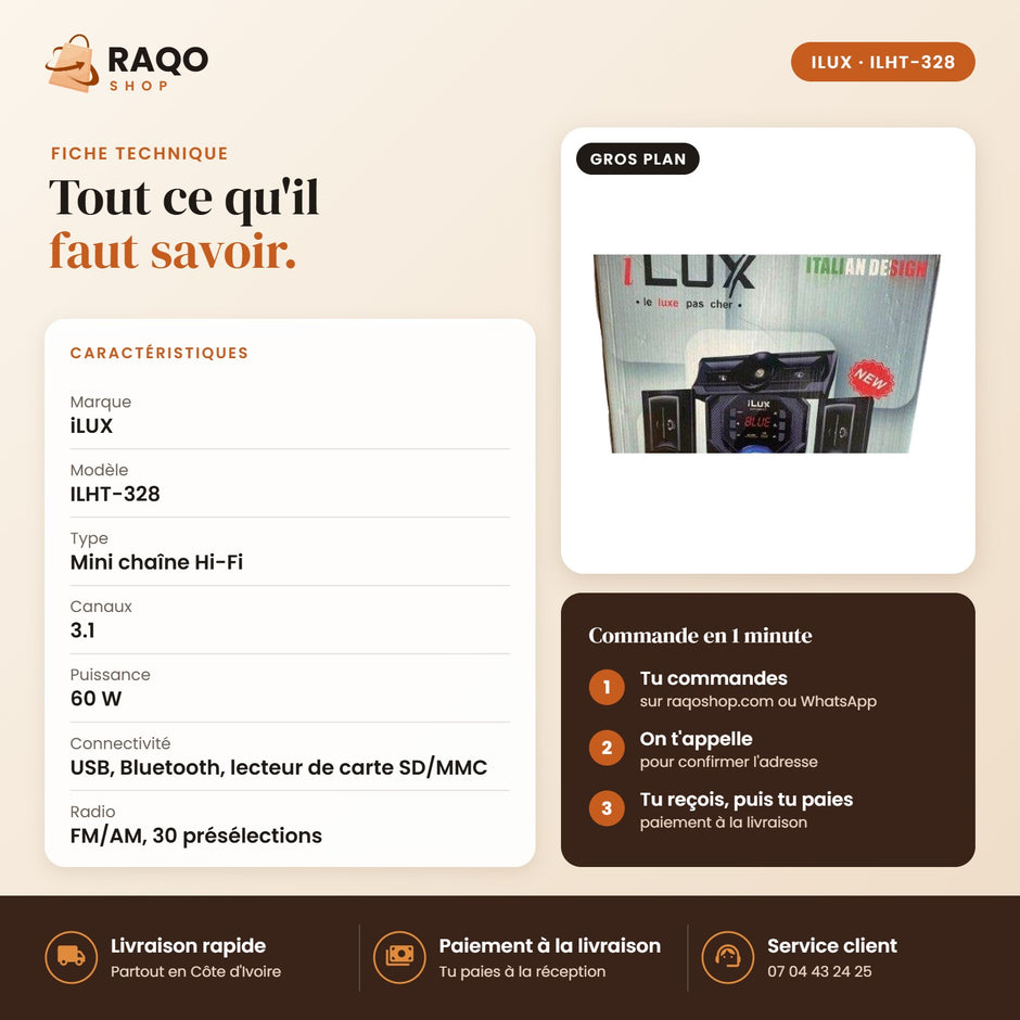Système Audio 3.1 iLUX - RAQO (fiche technique)
