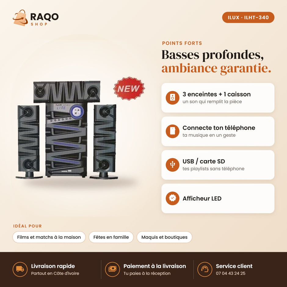Système Audio 3.1 iLUX - RAQO (points forts)