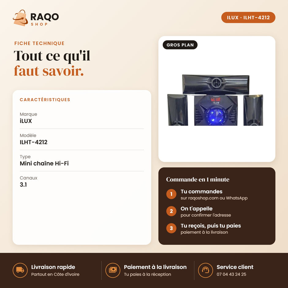 Système Audio 3.1 iLUX - RAQO (fiche technique)
