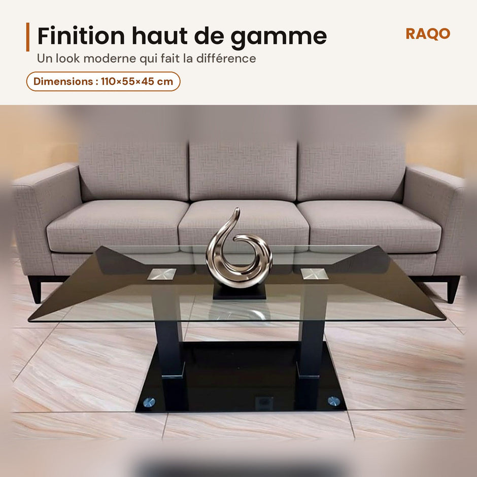 Table basse en verre 126 – 110×55×45 cm - RAQO