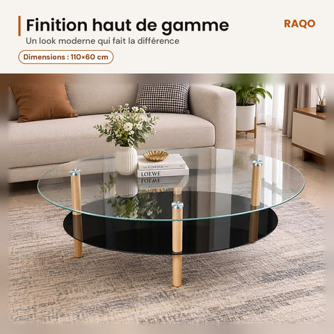Table basse en verre 26-22 – 110×60 cm - RAQO