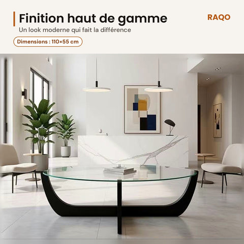 Table basse en verre JB-1 – 110×55 cm - RAQO