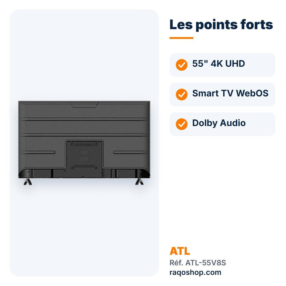 Téléviseur ATL 55" Smart TV WebOS 4K UHD – ATL-55V8S - RAQO