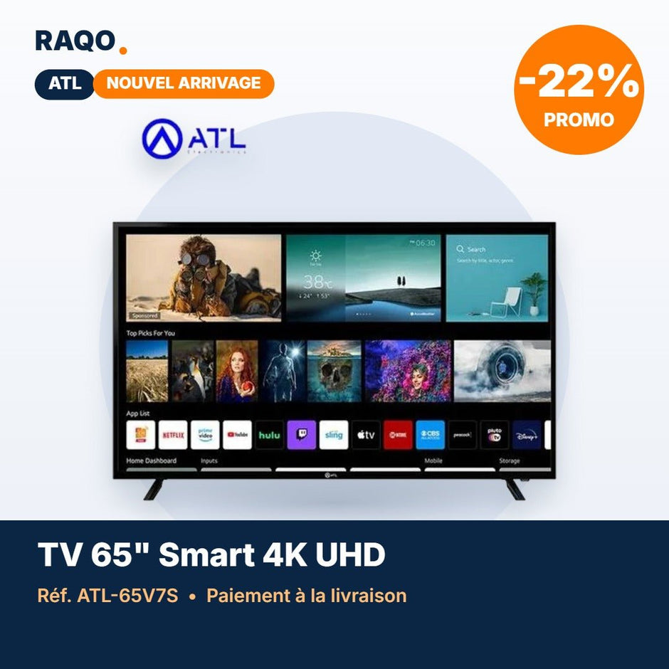 Téléviseur ATL 65" Smart TV Android 12 4K UHD – ATL-65V7S - RAQO