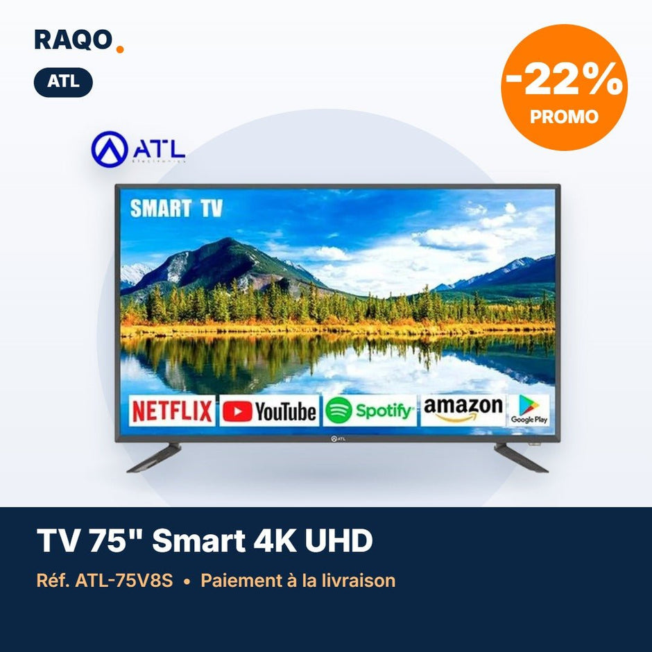 Téléviseur ATL 75" Smart TV WebOS 4K UHD – ATL-75V8S - RAQO