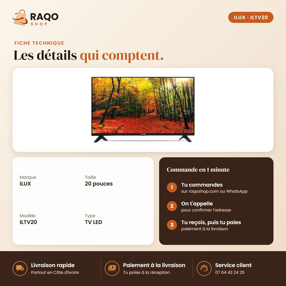 Téléviseur LED iLUX – 20" - RAQO (fiche technique)