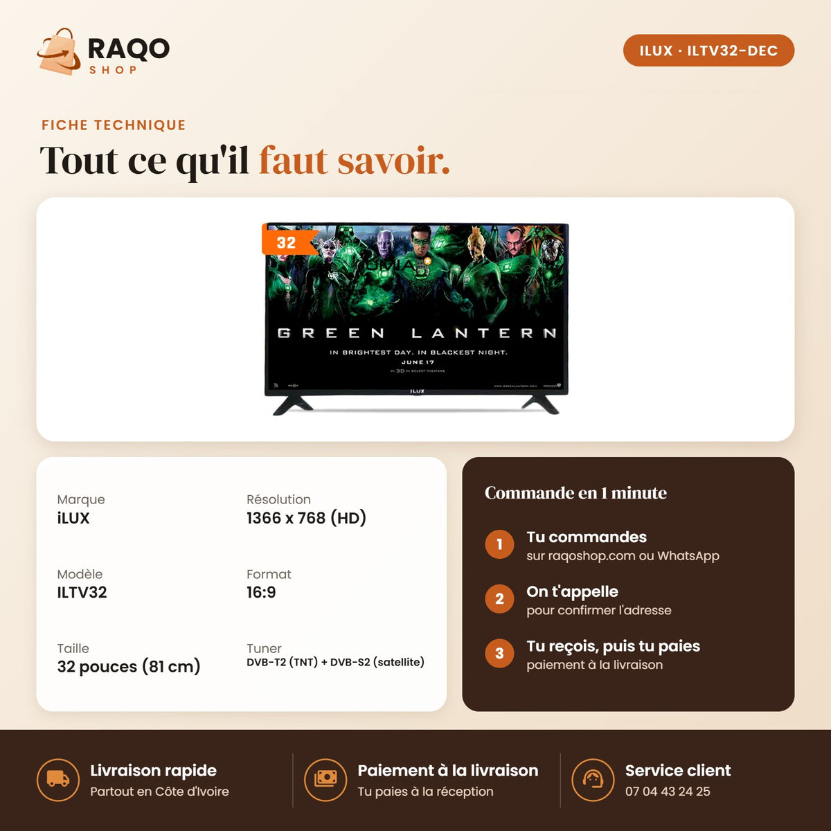 Téléviseur LED iLUX – 32