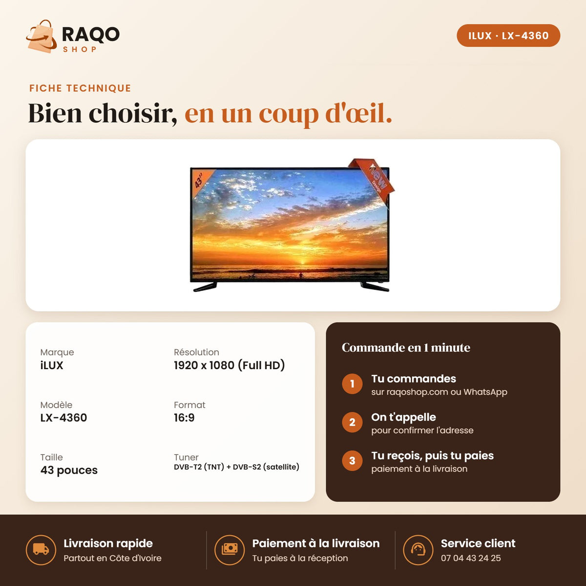 Téléviseur LED iLUX – 43