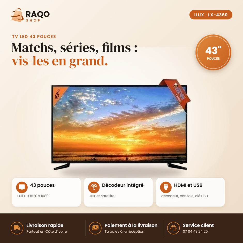 Téléviseur LED iLUX – 43" - RAQO