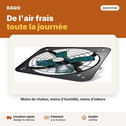 Ventilateur extracteur industriel carré 12" 37W avec volet | Akko Star - RAQO