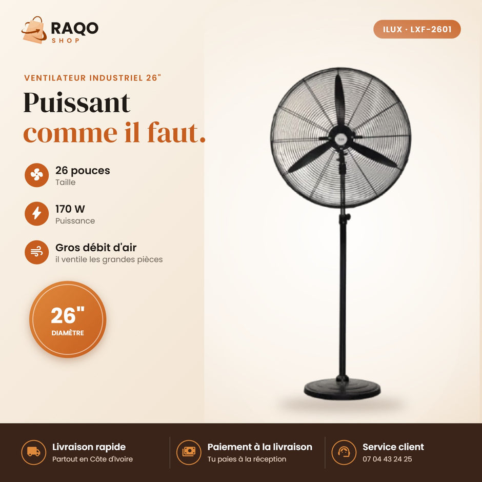 Ventilateur Industriel iLUX – 26" - RAQO