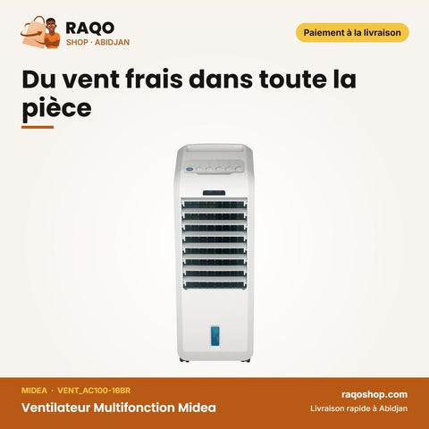 Ventilateur Multifonction Midea – Air Cooler +Télécommande | VENT_AC100-16BR - RAQO