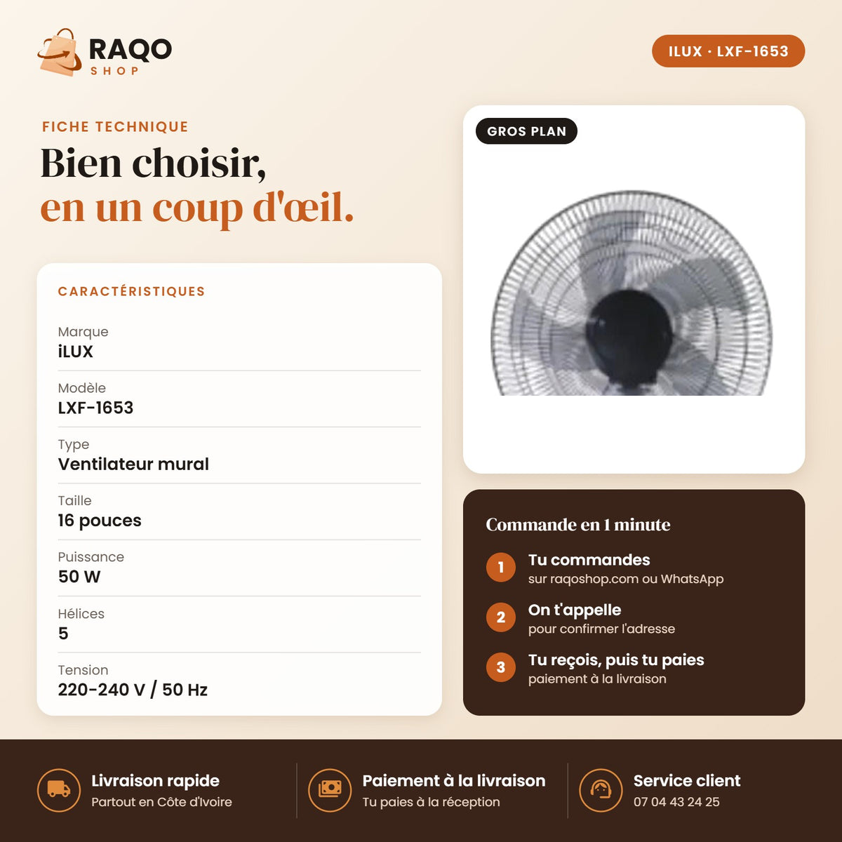 Ventilateur Mural iLUX – 16
