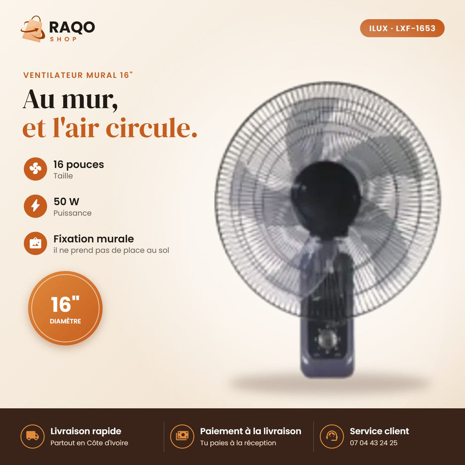 Ventilateur Mural iLUX – 16" - RAQO