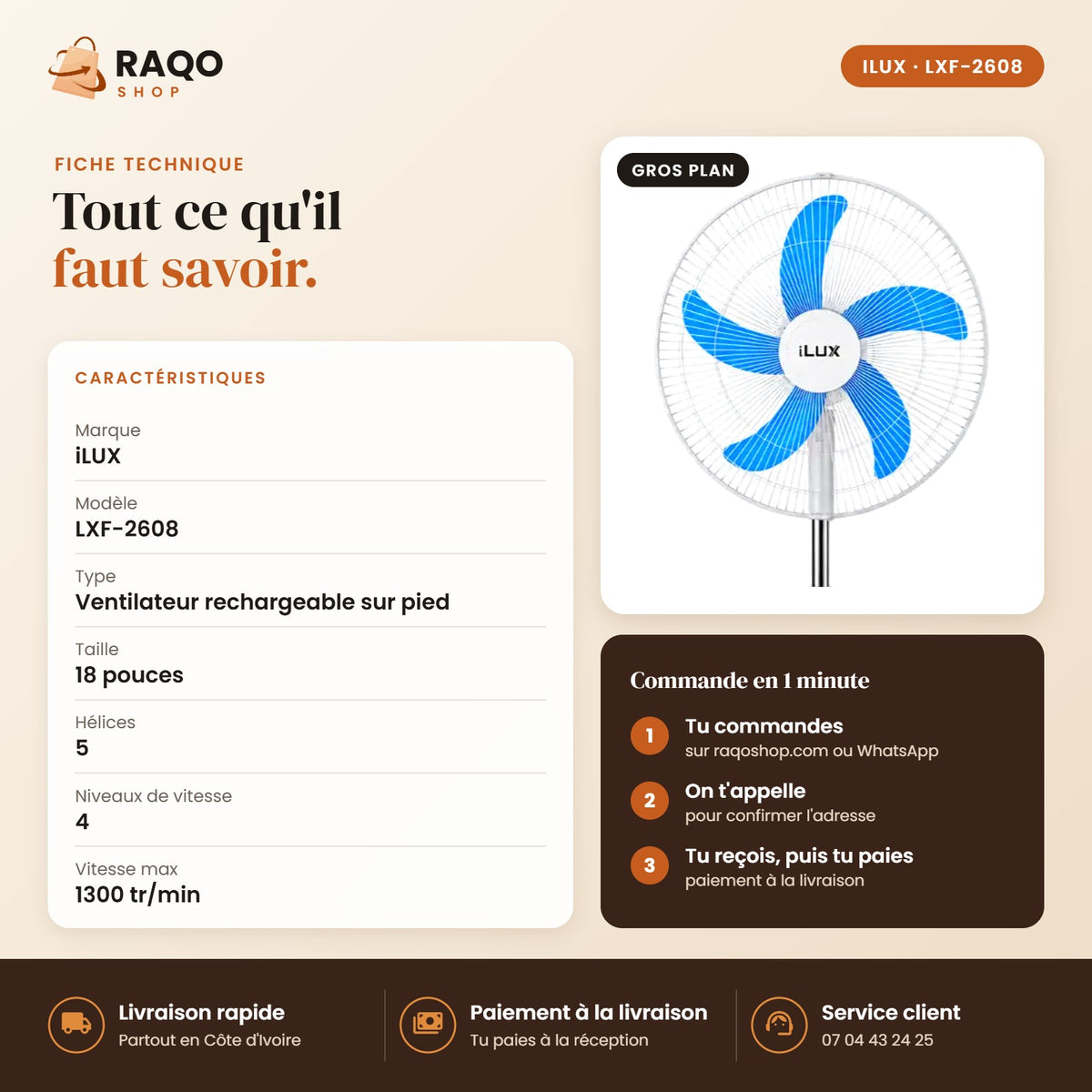 Ventilateur Rechargeable iLUX – 18
