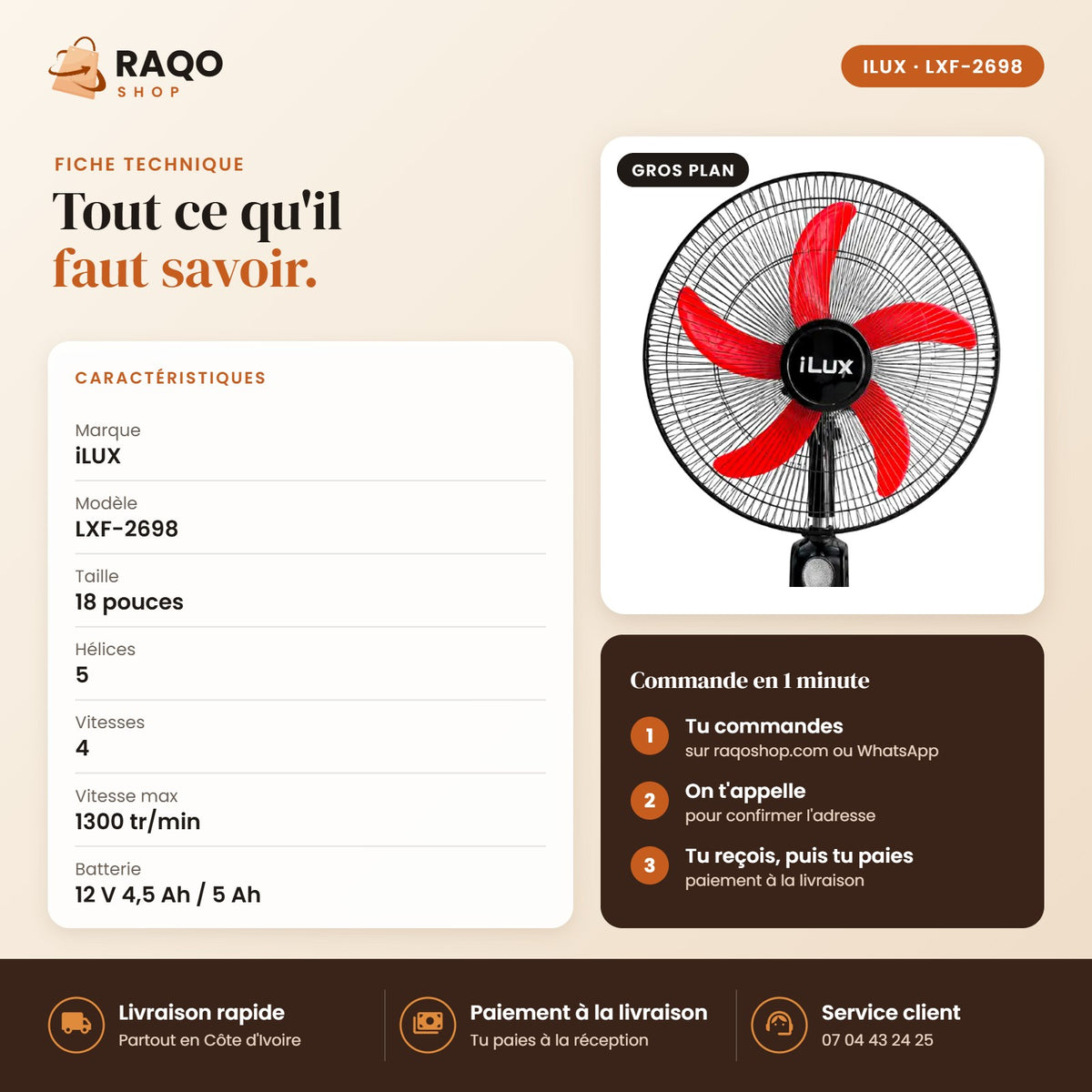 Ventilateur Rechargeable iLUX – 18