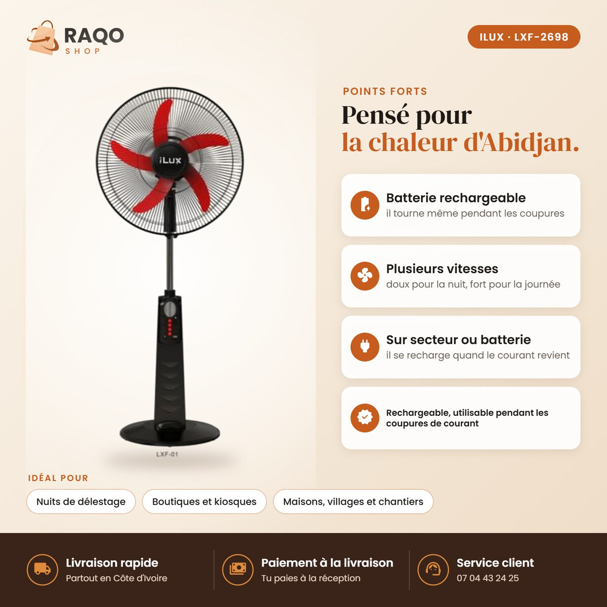 Ventilateur Rechargeable iLUX – 18