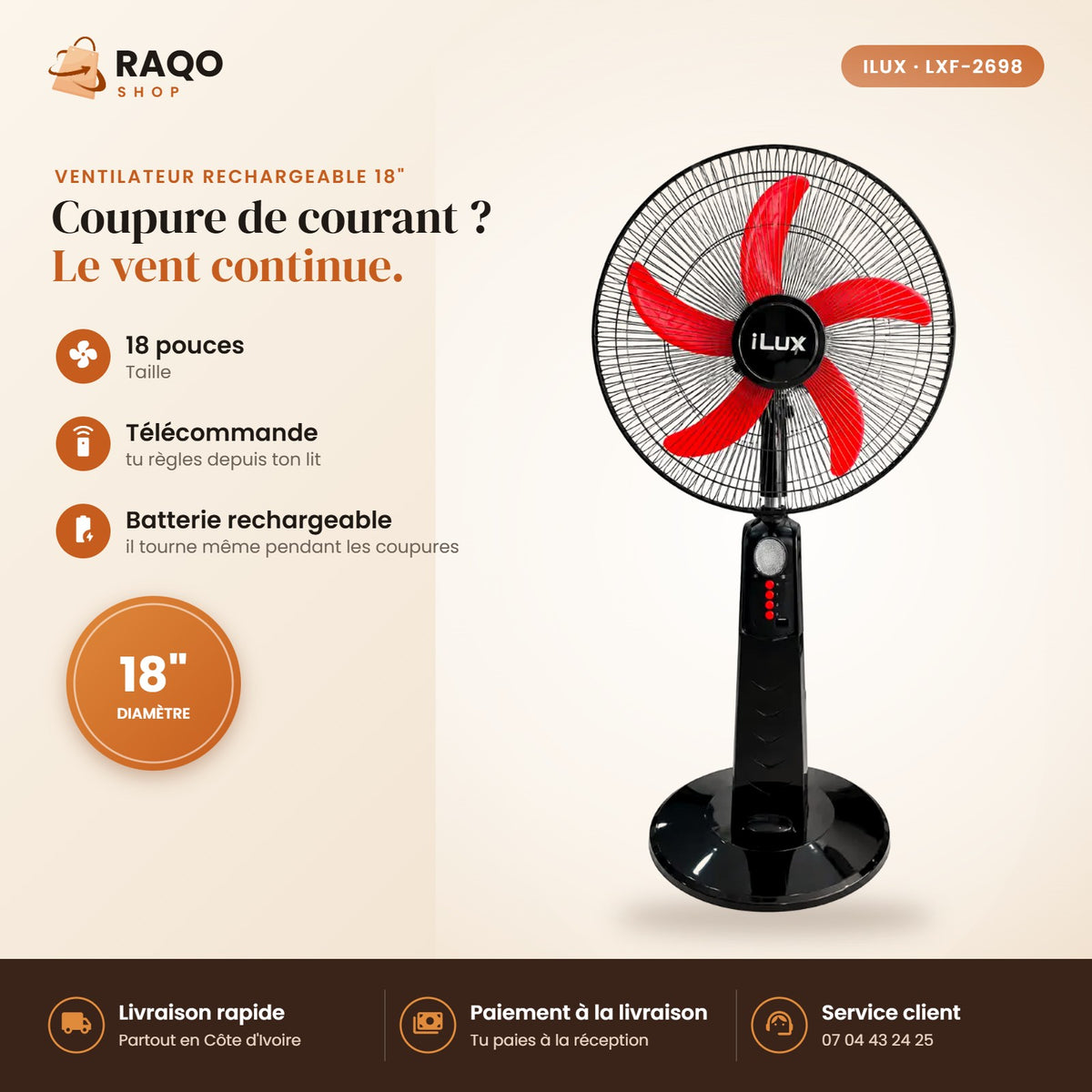Ventilateur Rechargeable iLUX – 18