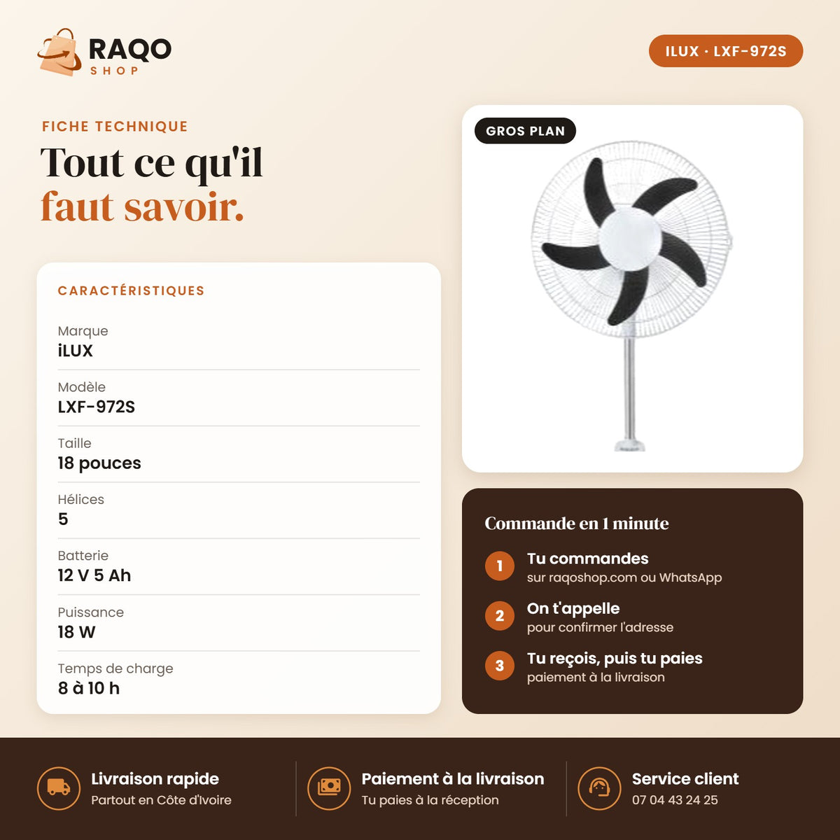 Ventilateur Rechargeable iLUX – 18
