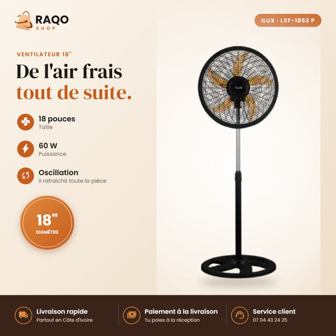 Ventilateur sur Pied iLUX – 18" - RAQO