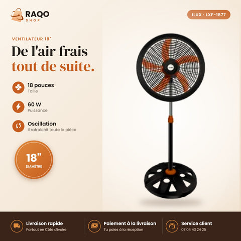 Ventilateur sur Pied iLUX – 18" - RAQO