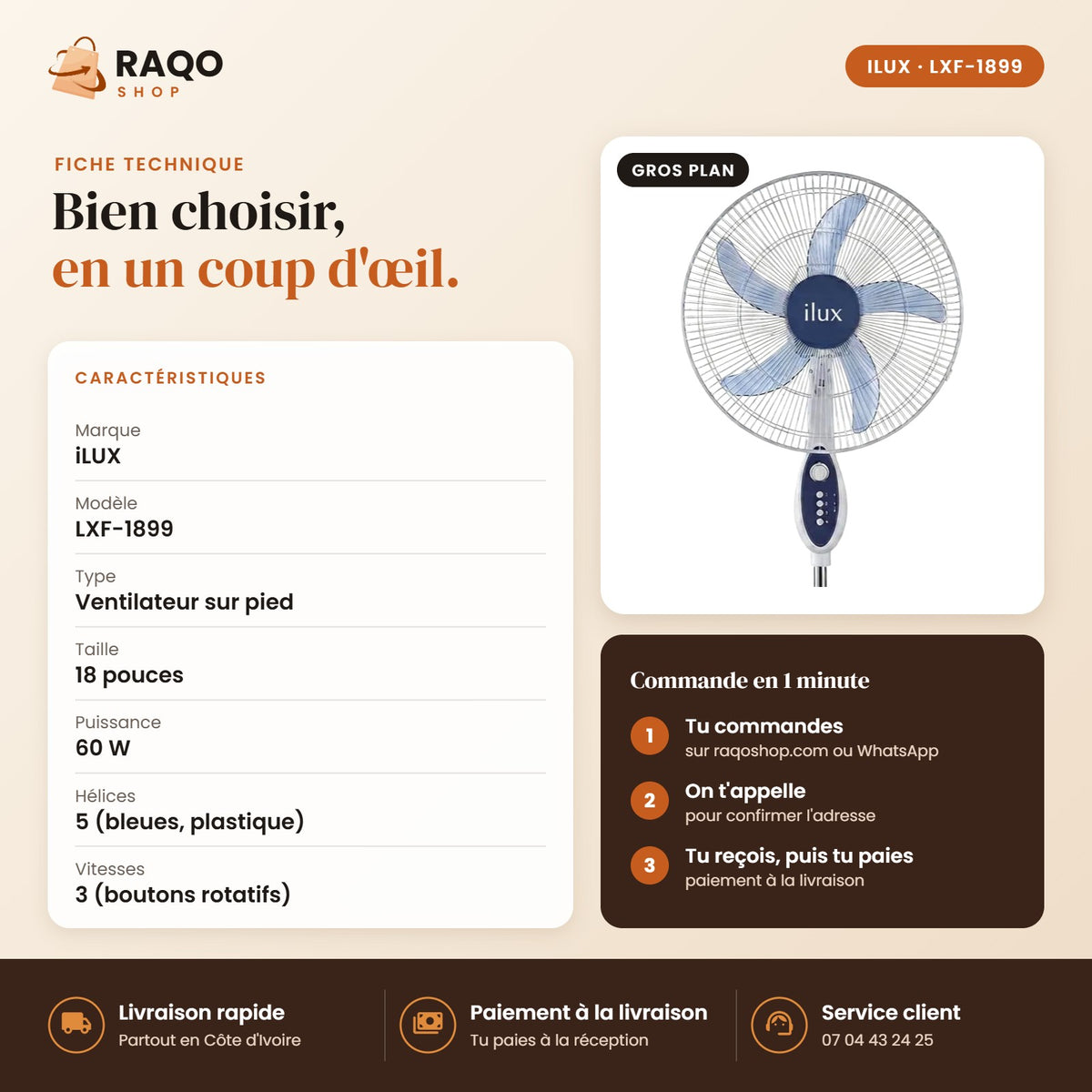 Ventilateur sur Pied iLUX – 18
