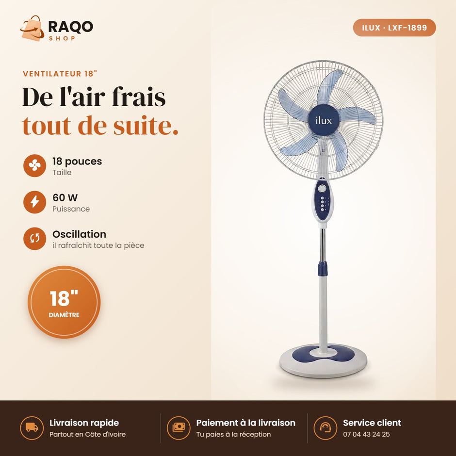 Ventilateur sur Pied iLUX – 18" - RAQO