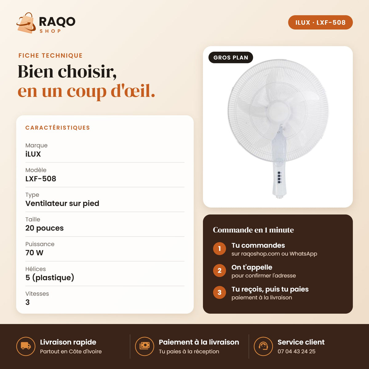 Ventilateur sur Pied iLUX – 20