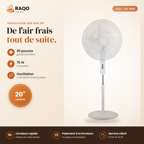 Ventilateur sur Pied iLUX – 20" - RAQO