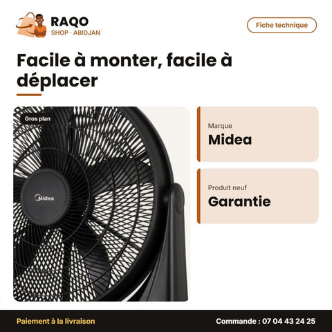 Ventilateur sur Table Midea – 3 Speed Choices – Ajustable – Hanging Function | FB50-17H - RAQO