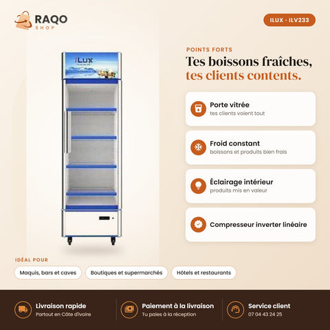 Vitrine Réfrigérée iLUX – 233 L - RAQO (points forts)