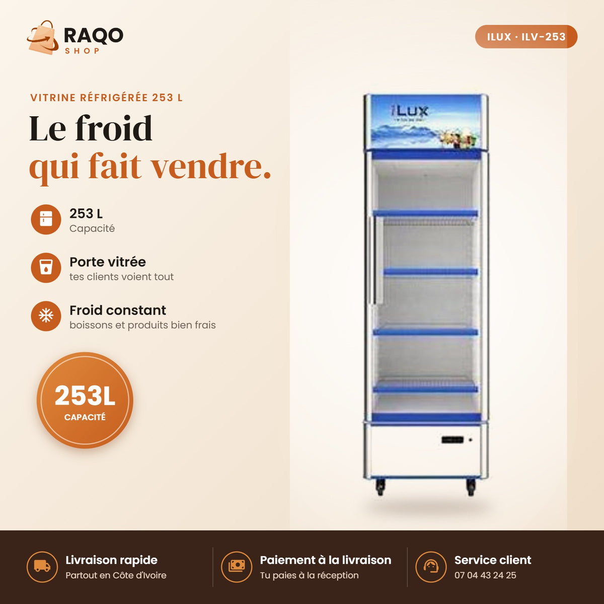 Vitrine Réfrigérée iLUX – 253 L - RAQO