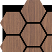 ANTI-BRUIT Panneau acoustique hexagonal en bois de noyer avec support en feutre noir