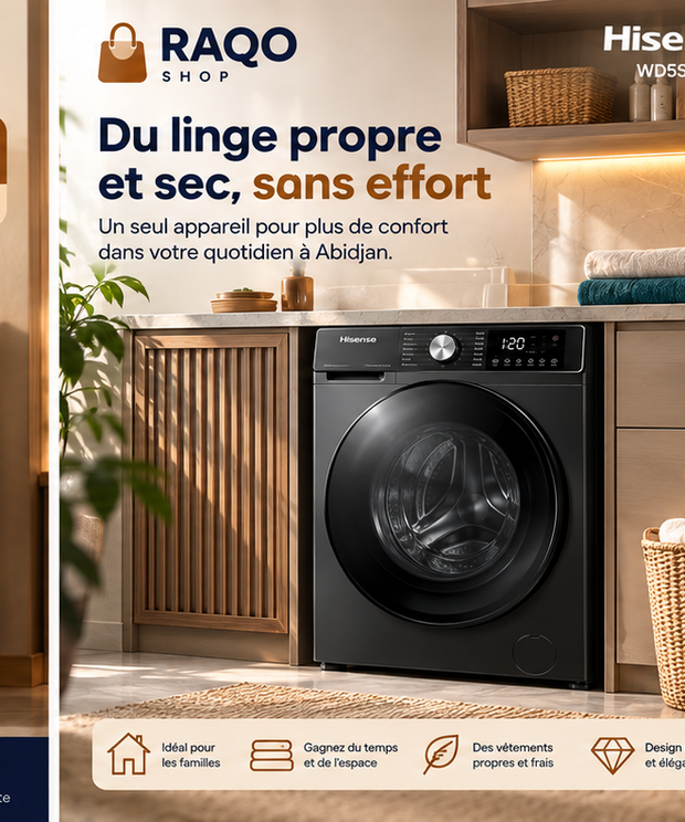 Machine à laver séchante Hisense WD5S1245BB - RAQO Shop