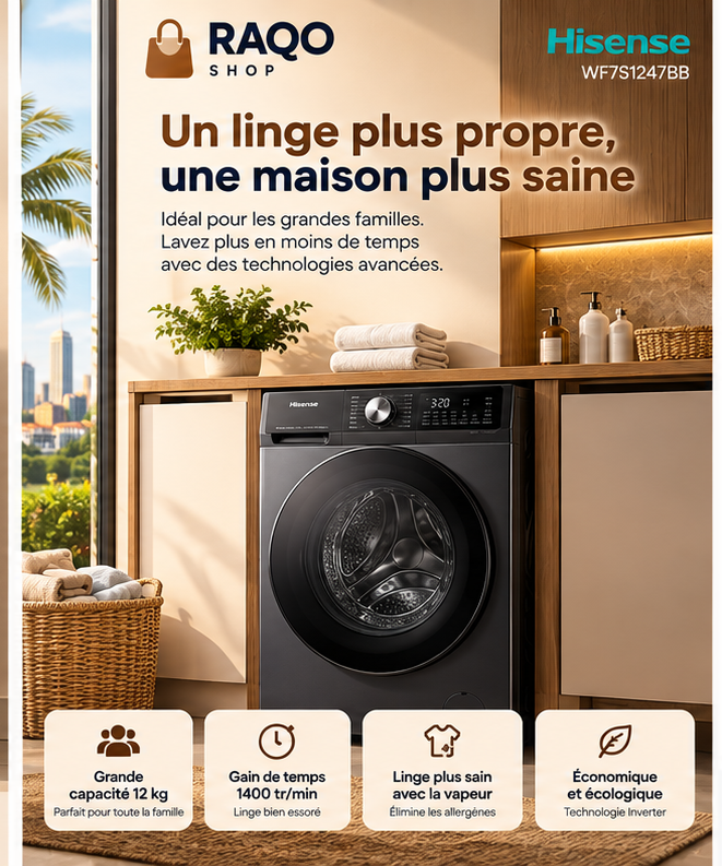 Machine à laver Hisense WF7S1247BB - RAQO Shop